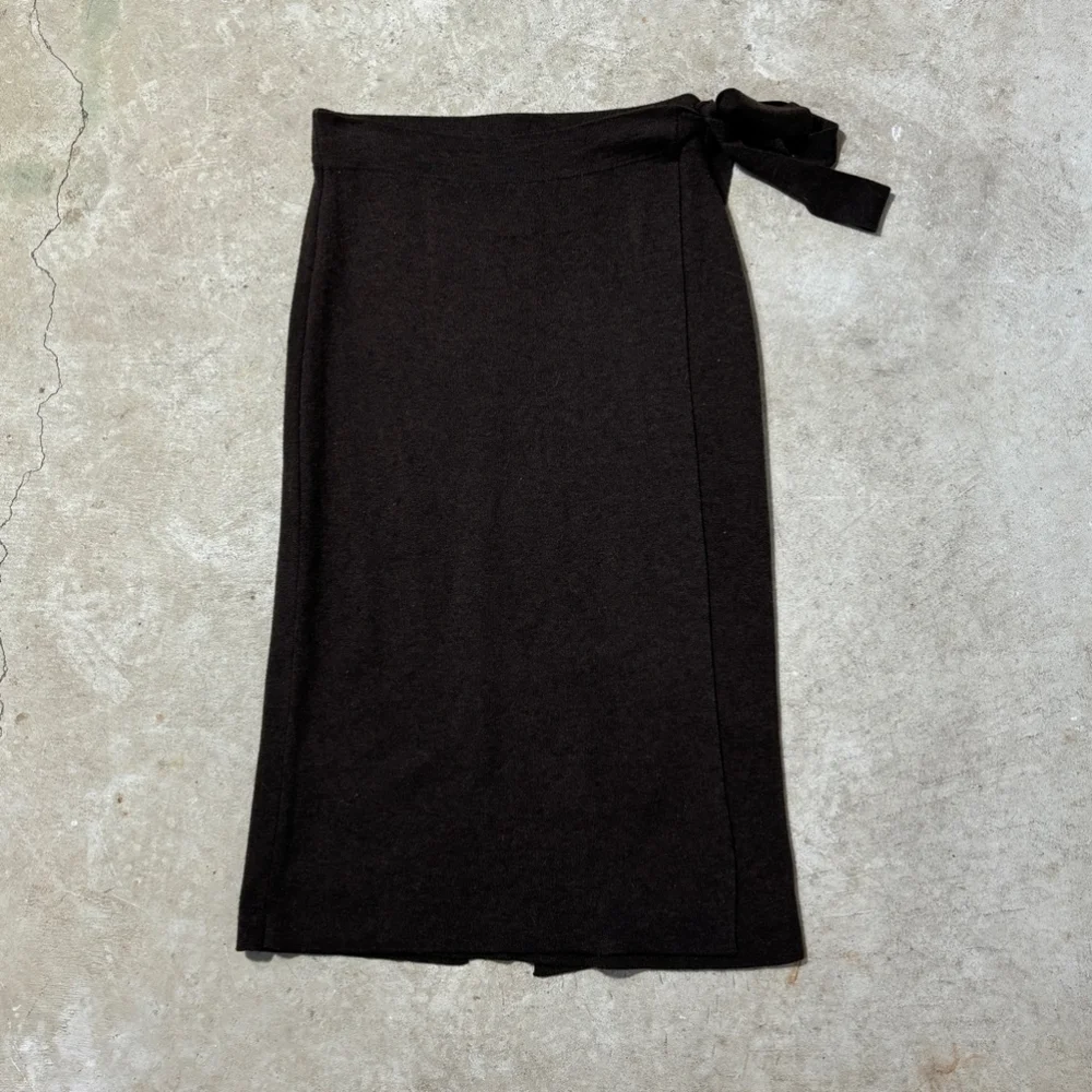 Nice Things Paloma S Skirt Women’s Large Brown Midi Maxi Wool Blend Faux Wrap